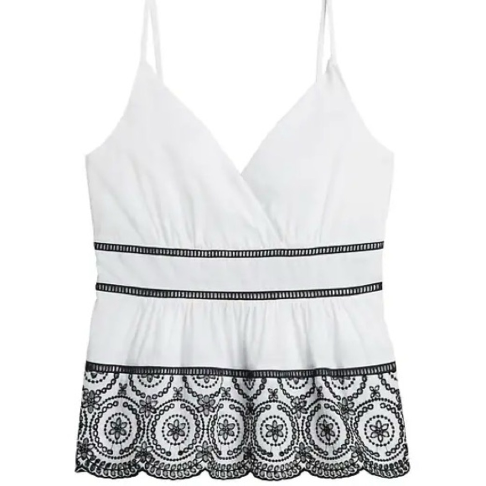 Banana Republic Eyelet Tiered Cami Tank Top Black/White S